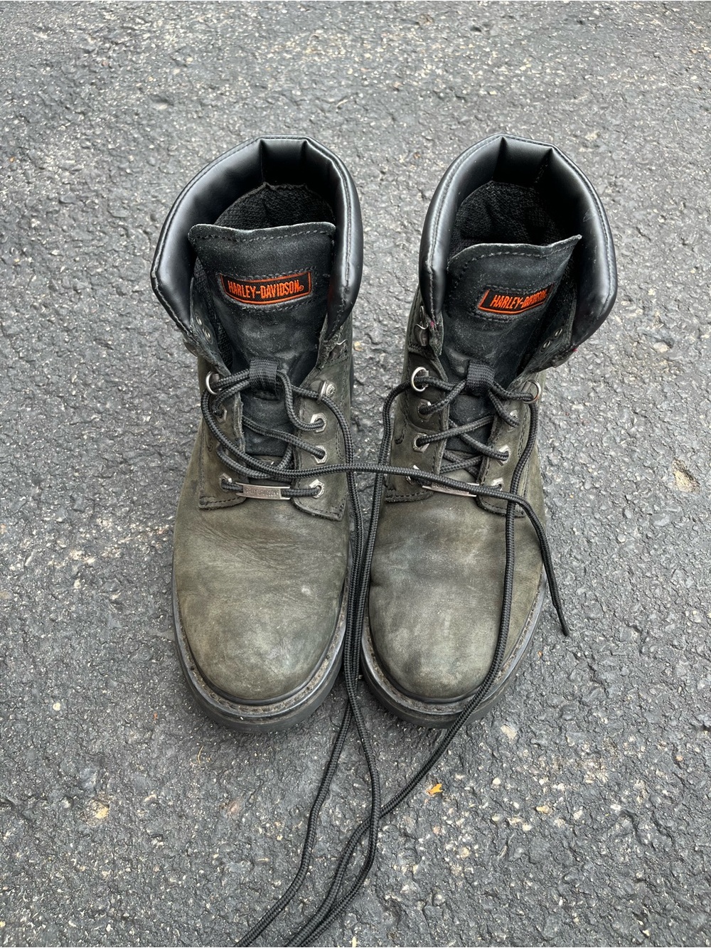 Harley-Davidson Men’s Black Distressed Looking Leather Lace-Up Boots